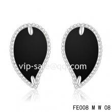 Fake Van Cleef & Arpels Sweet Alhambra Leaf Earrings White Gold,Onyx